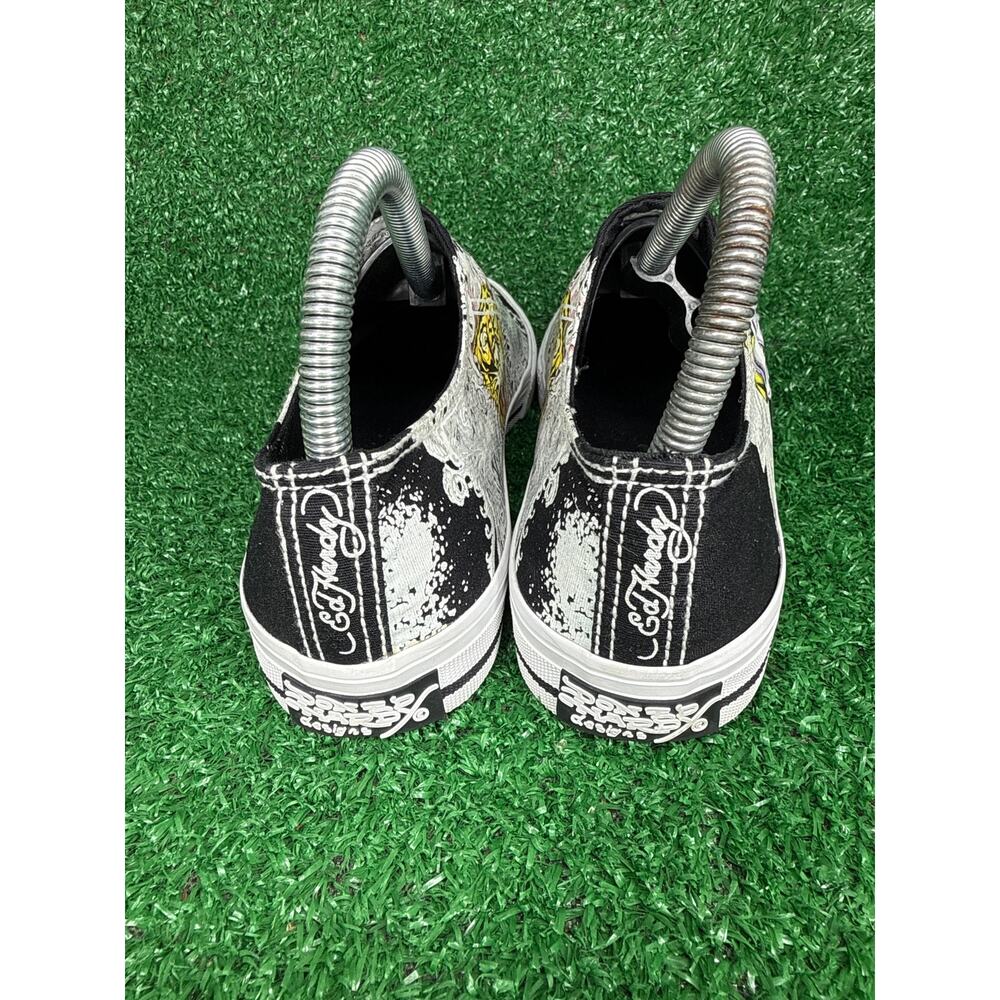 VTG Ed Hardy Christian Audigier Black Tiger Skull Laceless Sneakers Shoes Sz 7 - Picture 5 of 8